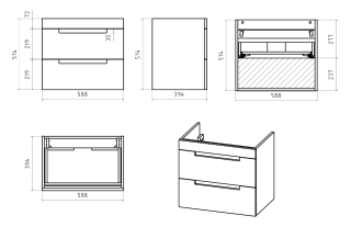 Подвесная тумба под раковину Brevita Ariana ARI-01060-0742Я 60см белый