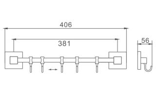 Планка с крючками для полотенец Haiba HB8615-5 хром