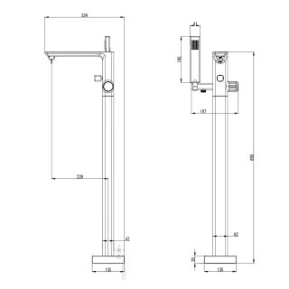 Смеситель для ванны Azario PIANO AZ-208260AB5PA-0308A