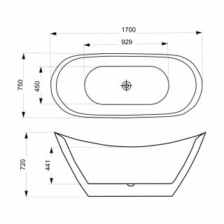 Акриловая ванна Azario MELADO AZ-6107-17B 1700х750х720
