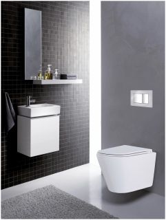 Сет AZARIO Teramo AZ-8010-1000+AZ-8200-0031+AZ-0053 инсталляция с панелью смыва + унитаз ( круглый) с сидением микролифт +клавиша, хром глянцевый