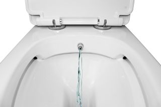 Унитаз-моноблок с функцией биде AZARIO Sente AZ-8614B  375х665х785 напольный, безободковый, горизонтальный слив, сиденье дюропласт микролифт