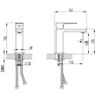 Смеситель для раковины Azario BLAKE AZ-VBE168205C крамический картридж