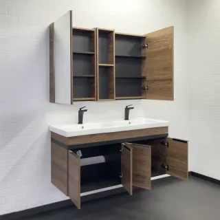 Тумба с раковиной Comforty Дуэт 00-00017178 125 см дуб тёмно-коричневый