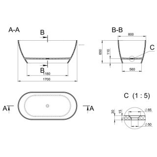 Ванна отдельностоящая Holbi Venus 170x80см белый матовый 1.01.001.11.1