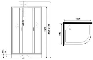 Душевая кабина Niagara NG-3512-14LBKT 120x80см серебро/тонированное