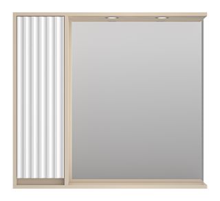 Зеркальный шкаф с подсветкой Brevita Balaton BAL-04090-03-01Л левый 90см белый/бежевый