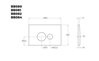 Кнопка смыва BelBagno BB080CR.MAT , матовый хром