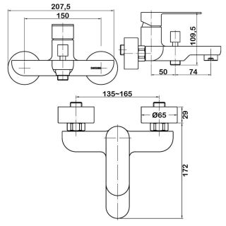 Смеситель для ванны Swedbe Vulcan 1130 хром