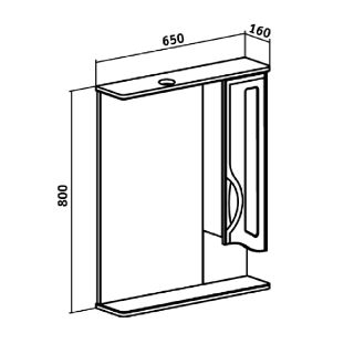 Зеркальный шкаф Runo правый Толедо 65 (00000001040)