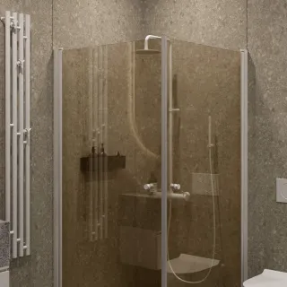 Душевой уголок на монопетле by Deonria U-80-79-6-BR-W 80x79см белый/бронза