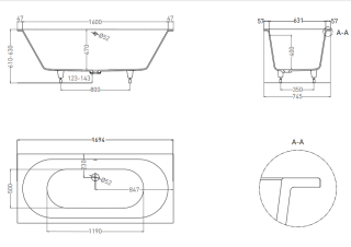 Ванна из искусственного камня Salini Ornella Axis S-Stone 103423M 170x75см белый матовый