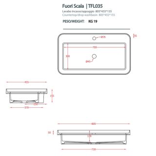Раковина ArtCeram Fuori Scala TFL035 41 00 *1 matera 80.5 см