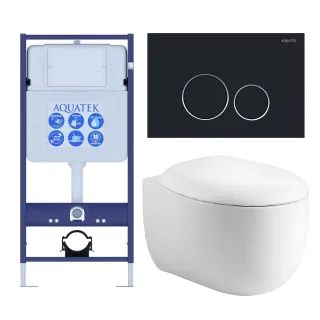 Комплект SET AQUATEK АЛЬТАИР cm-020 4в1 унитаз с инсталляцией кнопкой и сиденьем микролифт