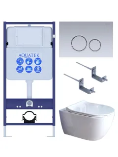 Комплект SET AQUATEK ПОЛАРИС-01-019 4в1 унитаз с инсталляцией кнопкой и сиденьем микролифт