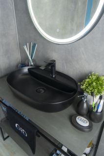 Раковина Gid Bm1346 53345 накладная черная матовая 61x41x14