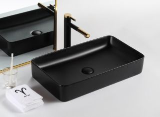 Раковина Gid Bm9396 53344 накладная черная матовая 60x34x11