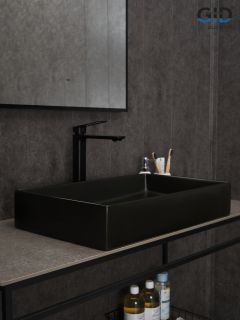 Раковина Gid Bm9496 53363 накладная черная матовая 60.5x37x11