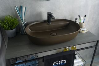 Раковина Gid Br1346 53342 накладная коричневая матовая 61x41x14