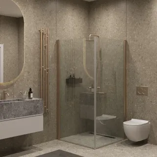 Душевой уголок на монопетле by Deonria U-80-79-6-T-BR 80x79см бронза/прозрачный