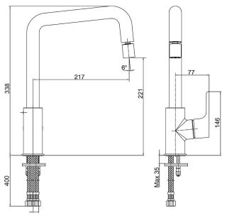 Смеситель для кухни E.C.A. Luna 102118044EX хром