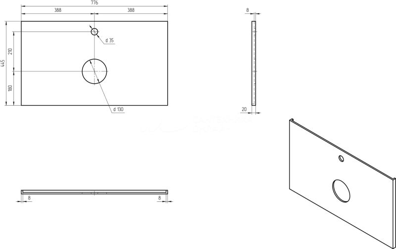 Столешница Cersanit Wood Spirit 80 орех матовый