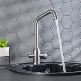 Смеситель для кухни РМС SUS124-017F-015 с подключением фильтра нержавеющая сталь