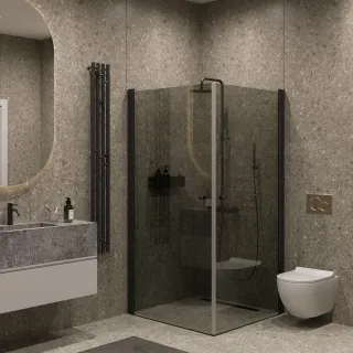 Душевой уголок на монопетле by Deonria U-90-89-6-G-B 90x89см чёрный/графит