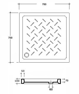 Квадратный керамический поддон RGW CR-077 70х70х10