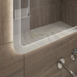 Зеркало Cezares с лазерной гравировкой, контурной подсветкой сенсорным выключателем CEZARES CZR-SPC-DUET-700-800-LED-TCH