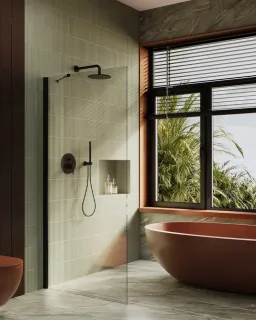 Душевая перегородка в профиле by Deonria P-195-79-8-G-B 79см чёрный/графит