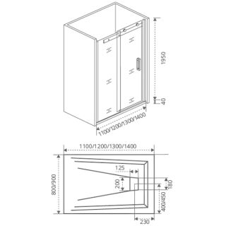Душевая дверь Good Door Galaxy WTW-140 140Х195 стекло прозрачное