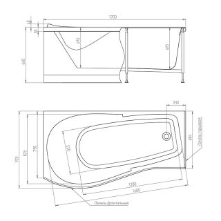 Акриловая ванна Timo Vino VINO1792L 170x92 см