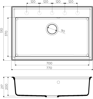 Мойка кухонная Omoikiri Daisen 77-GR Artgranit/Leningrad Grey