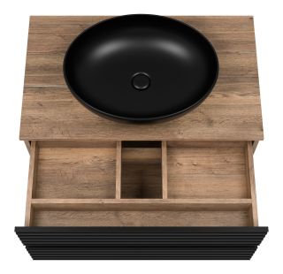 Подвесная тумба под раковину Brevita Dakota DAK-09080-19/02-2Я 80см дуб Галифакс олово/чёрный