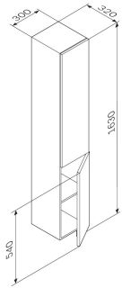 Шкаф-колонна Am.Pm Gem 30см правый чёрный матовый M90CHR0306BM