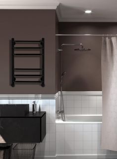 Полотенцесушитель водяной Indigo Brace  LBCW60-40BR с полкой 60x40 см чёрный муар