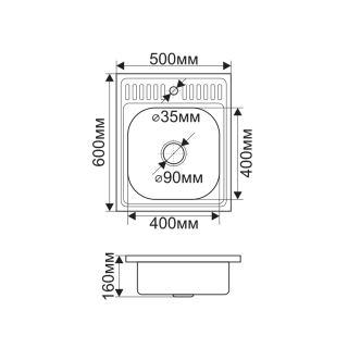Мойка 5060 Melana 0,8/180 хром с сифоном (099D t*10)