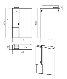 Зеркальный шкаф с подсветкой Misty Дива 65см левый белый
