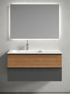 Подвесная тумба под раковину Sancos Delta DL100LGR левая 100см дуб красный/графит