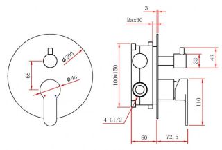Душевой комплект Berges Ventas 2R чёрный матовый 073004