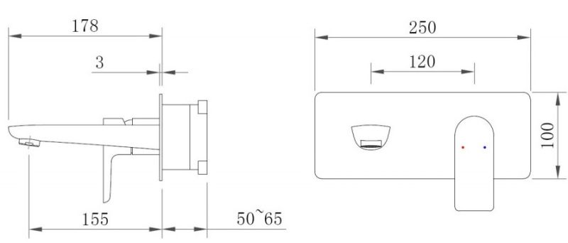 Встраиваемый смеситель для раковины Berges Ventas S 076006 чёрный матовый