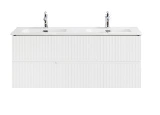 База под раковину Cezares подвесная с двумя выкатными ящиками для раковины с двумя чашами, Bianco Lucido, 1200x457x500, DUET-N-1200-2C-SO-2-BL