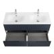 База под раковину Cezares подвесная с четырьмя выкатными ящиками для раковины с двумя чашами, Grafito, 1200x457x500, DUET-N-1200-4C-SO-2-GR-P