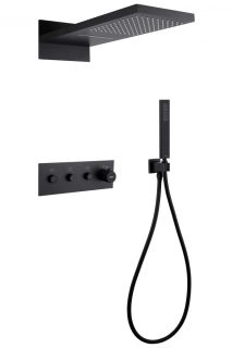Душевая система ABBER Rund AF8752B с термостатом чёрный матовый