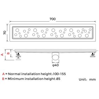 Душевой лоток Gappo G87007-2 70 см сатин