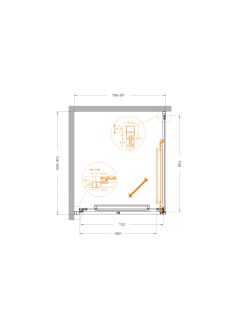 Душевой уголок CEZARES LUX-AH-FS-1-80/90-C-GM оружейная сталь