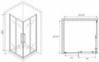 Душевой уголок ABBER Schwarzer Diamant AG02090MH 90x90см хром