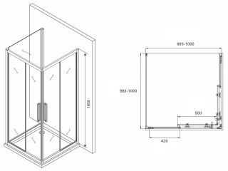 Душевой уголок ABBER Schwarzer Diamant 100x100см AG02100BH-S100B