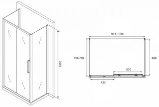 Душевой уголок ABBER Schwarzer Diamant AG30100BH-S75B-S75B 100x75см чёрный